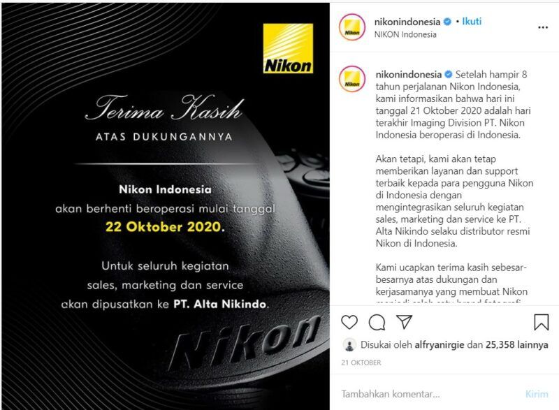 Nikon Gulung Tikar dari Pasar Kamera di indonesia!