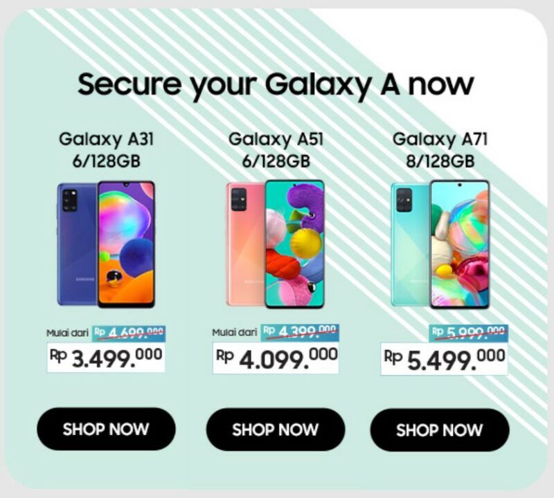 Samsung Galaxy A31, A51 dan A71 Turun Harga, Berikut Harga Terbarunya!