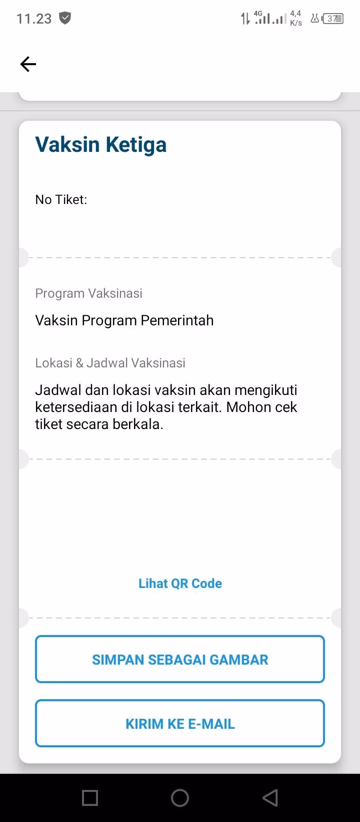 Pilih Riwayat Dan Tiket Vaksin