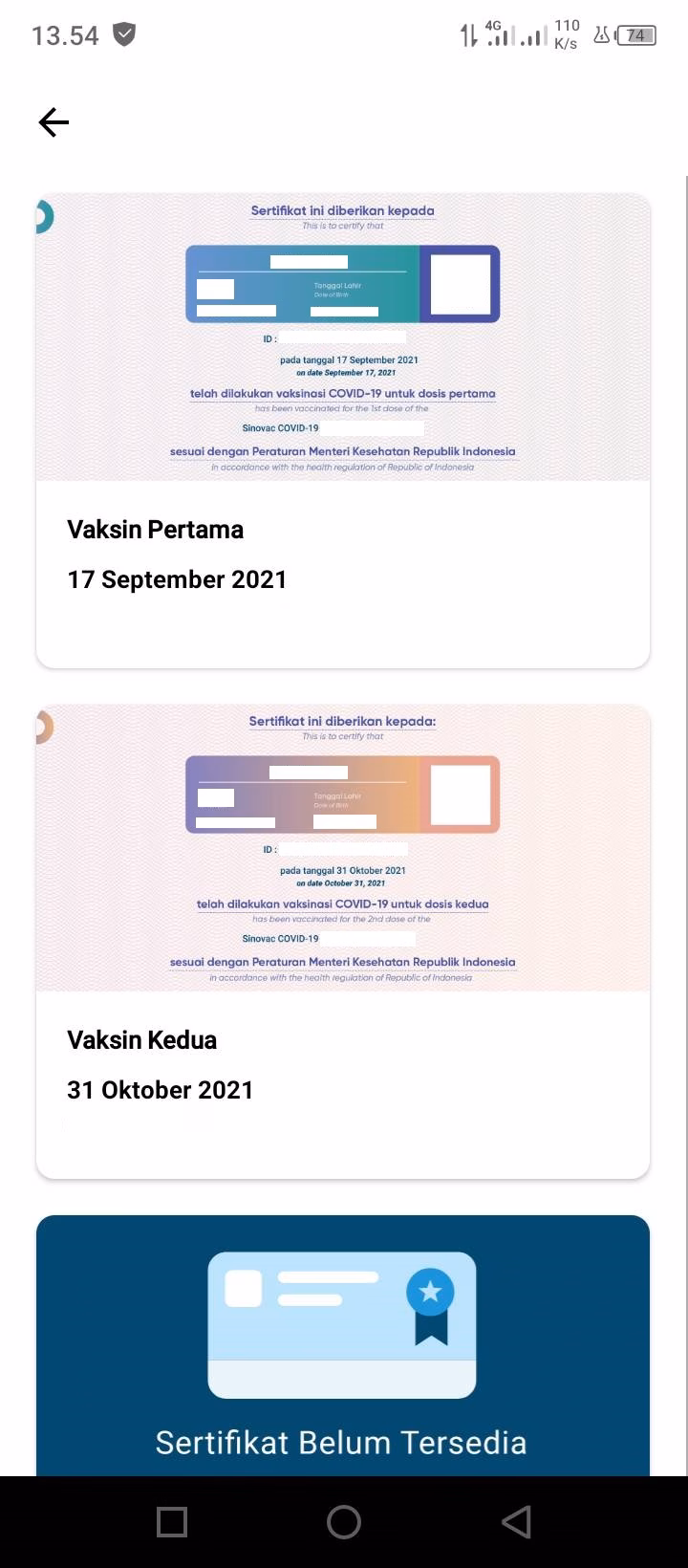 Cara Megecek Sertifikat Vaksin Lewat Aplikasi dan Tanpa Aplikasi 7 Sertifikat Vaksin Akan Muncul
