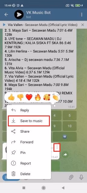 Klik Save To Music