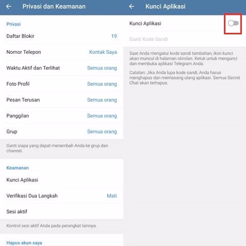 Masuk Ke Menu Kunci Aplikasi