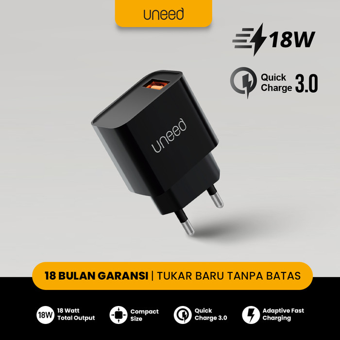 10 Charger USB HP Terbaik untuk Pengisian Cepat dan Aman 6 UNEED Charger 18W (Tokopedia)
