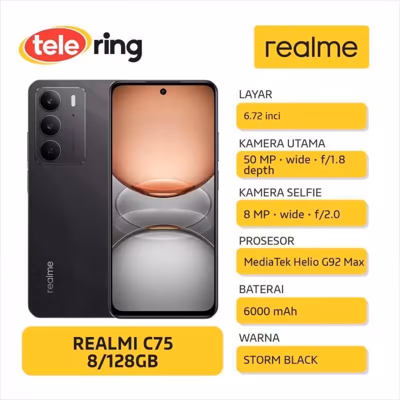 Intip Spesifikasi Realme C75, HP yang Dapatkan Sertifikasi IP69! 2 Spesifikasi Realme C75