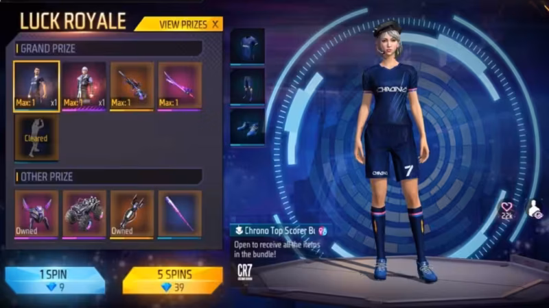 Bundle Chrono Top Scorer hadir kembali di Free Fire, Simak cara mendapatkannya! 3 Bundle Chrono Top Scorer di FF